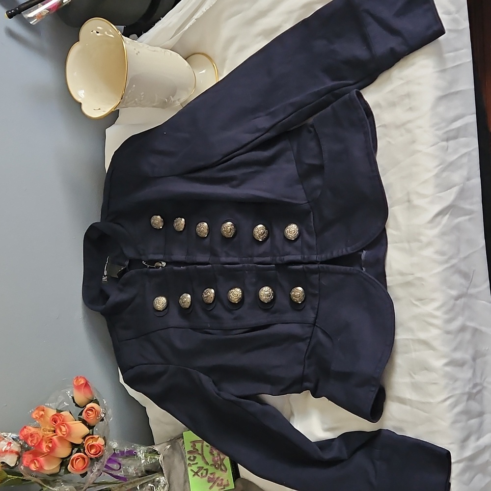 INC International Concepts Dark Blue Military Blazer